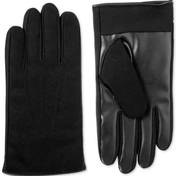 Men's Isotoner Sleek Heat Faux Leather or RedPlaid - Picture 2 of 2